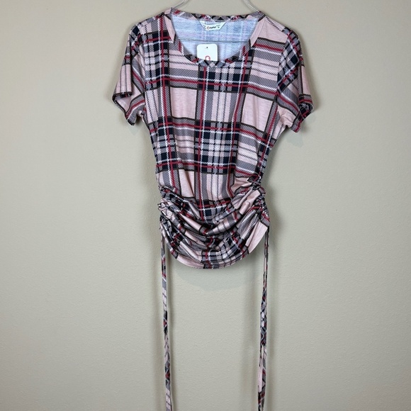 NWT Patpat Black/Red/White/Tan Plaid Drawstring Ruched Bodycon Dress; Size M - Picture 11 of 11